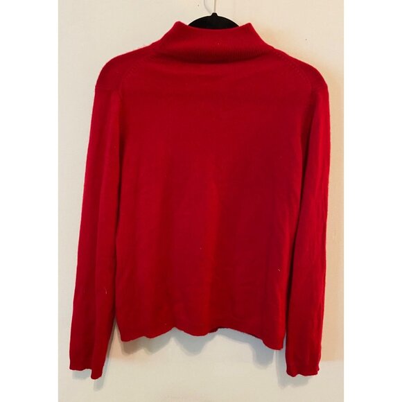 Lord & Taylor Pullover Red Mock Turtle Sweater Cashmere Long Sleeve Medium - Picture 2 of 9